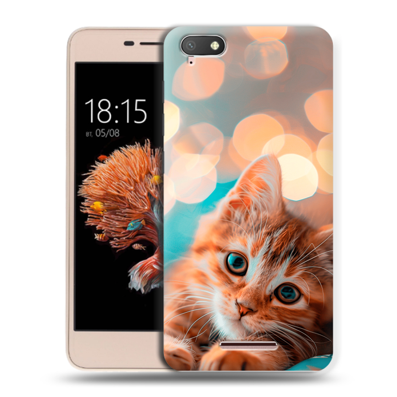 Силиконовый чехол на BQ Strike Power 4G с принтом котик Силиконовый чехол на BQ Strike Power 4G с принтом котик