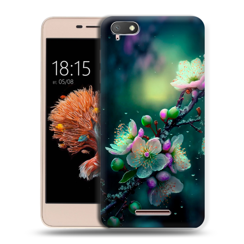 Силиконовый чехол на BQ Strike Power 4G с принтом Цветы и мрамор Силиконовый чехол на BQ Strike Power 4G с принтом Цветы и мрамор