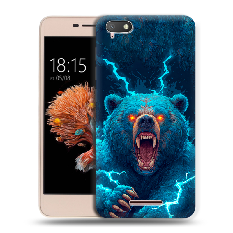 Силиконовый чехол на BQ Strike Power 4G с принтом Медведь Силиконовый чехол на BQ Strike Power 4G с принтом Медведь