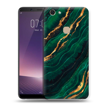 Пластиковый чехол на Vivo V7 с принтом Мрамор зеленое золото