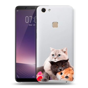 Пластиковый чехол на Vivo V7 с принтом Кошки