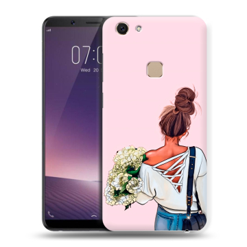 Пластиковый чехол на Vivo V7 с принтом Девушка и букет