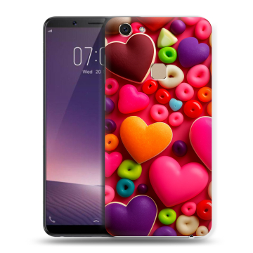 Пластиковый чехол на Vivo V7 с принтом Сердечки