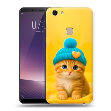 Пластиковый чехол на Vivo V7 с принтом Котенок в шапке