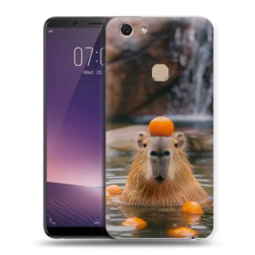 Пластиковый чехол на Vivo V7 с принтом Капибара с апельсином