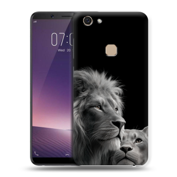 Пластиковый чехол на Vivo V7 с принтом Лев кошки