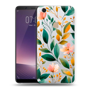 Пластиковый чехол на Vivo V7 с принтом Цветы паттерн