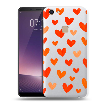 Пластиковый чехол на Vivo V7 с принтом Сердечки