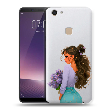 Пластиковый чехол на Vivo V7 с принтом девушка цветы