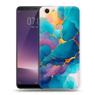 Пластиковый чехол на Vivo V7 с принтом Мрамор блестки