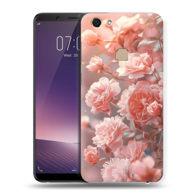 Пластиковый чехол на Vivo V7 с принтом Розовые розы Пластиковый чехол на Vivo V7 с принтом Розовые розы