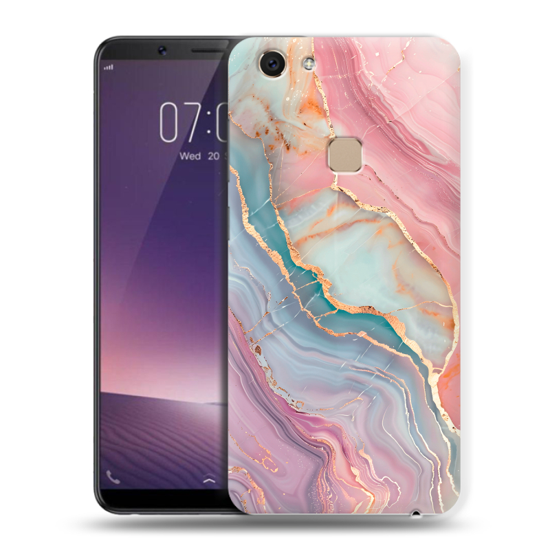 Пластиковый чехол на Vivo V7 с принтом розовый мрамор Пластиковый чехол на Vivo V7 с принтом розовый мрамор