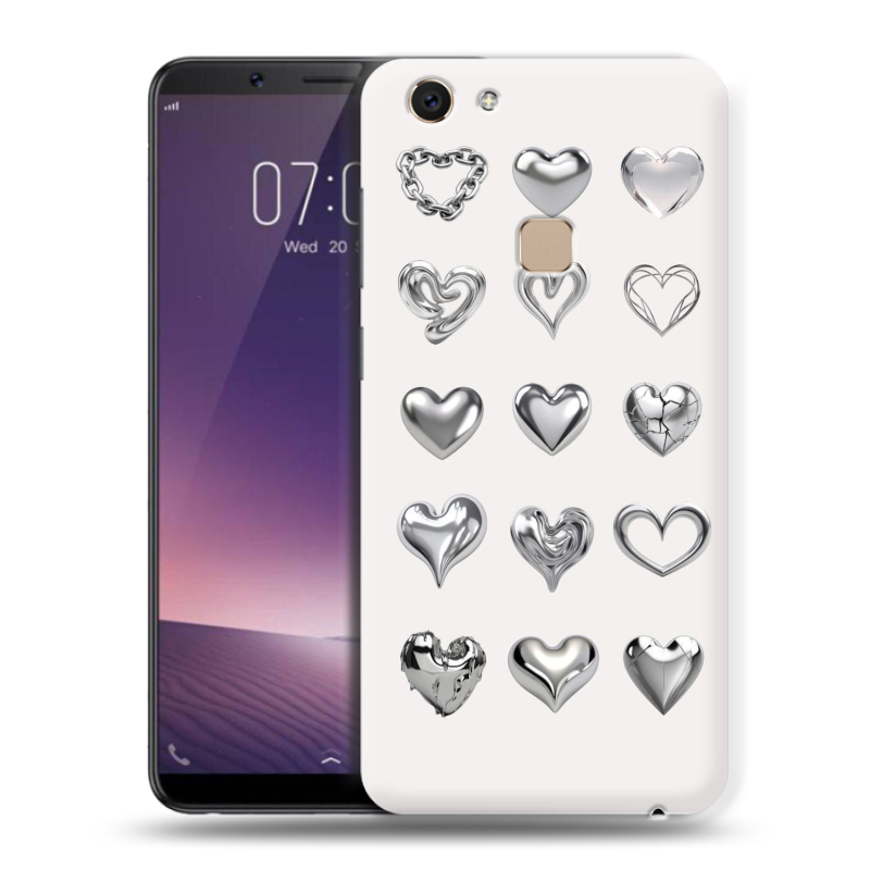 Пластиковый чехол на Vivo V7 с принтом Y2K сердечки Пластиковый чехол на Vivo V7 с принтом Y2K сердечки