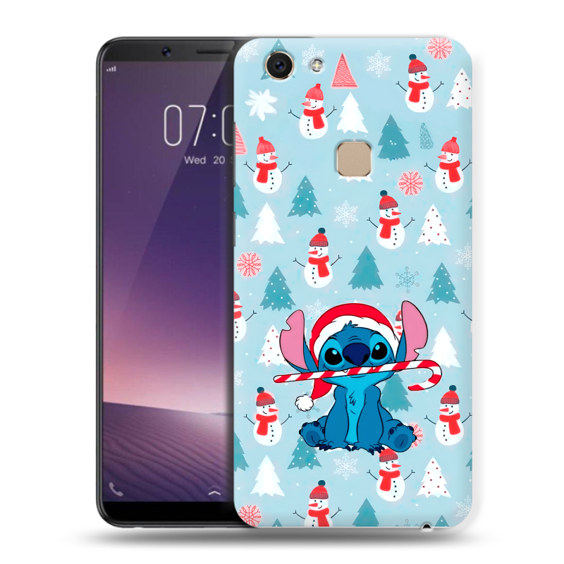 Пластиковый чехол на Vivo V7 с принтом Стич Новый год Пластиковый чехол на Vivo V7 с принтом Стич Новый год