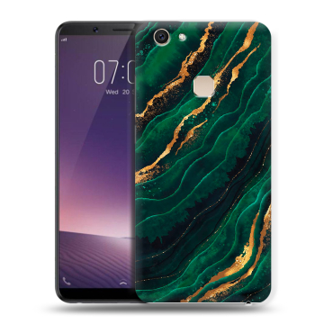 Пластиковый чехол на Vivo V7 Plus с принтом Мрамор зеленое золото