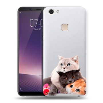 Пластиковый чехол на Vivo V7 Plus с принтом Кошки