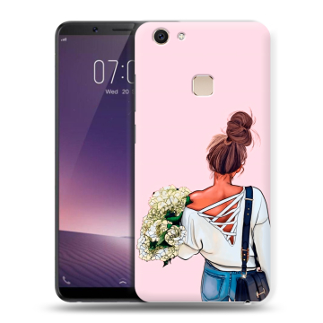 Пластиковый чехол на Vivo V7 Plus с принтом Девушка и букет