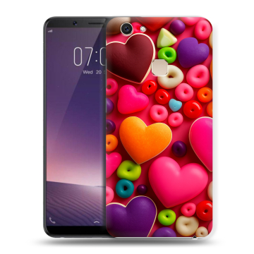 Пластиковый чехол на Vivo V7 Plus с принтом Сердечки