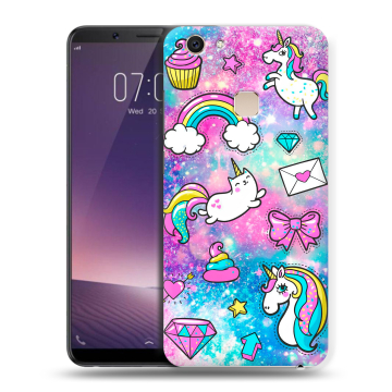 Пластиковый чехол на Vivo V7 Plus с принтом Единороги Пластиковый чехол на Vivo V7 Plus с принтом Единороги