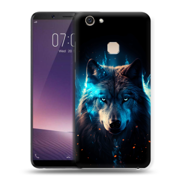 Пластиковый чехол на Vivo V7 Plus с принтом Волк ночной Пластиковый чехол на Vivo V7 Plus с принтом Волк ночной