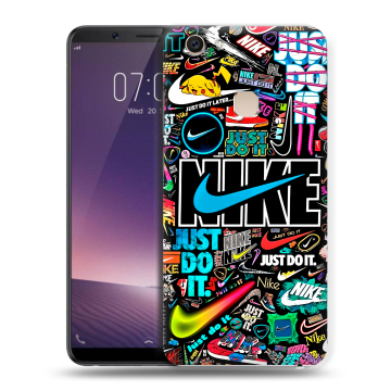 Пластиковый чехол на Vivo V7 Plus с принтом найк nike черный Пластиковый чехол на Vivo V7 Plus с принтом найк nike черный