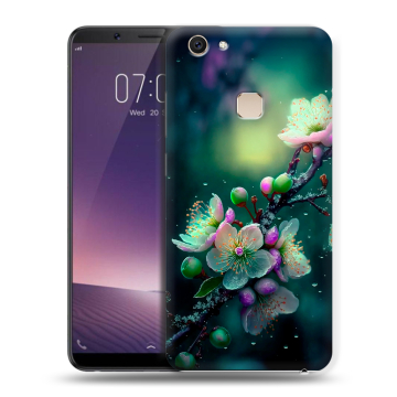 Пластиковый чехол на Vivo V7 Plus с принтом Цветы и мрамор Пластиковый чехол на Vivo V7 Plus с принтом Цветы и мрамор