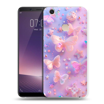 Пластиковый чехол на Vivo V7 Plus с принтом Бабочки Пластиковый чехол на Vivo V7 Plus с принтом Бабочки