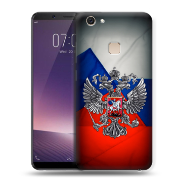 Пластиковый чехол на Vivo V7 Plus с принтом Флаг России Пластиковый чехол на Vivo V7 Plus с принтом Флаг России