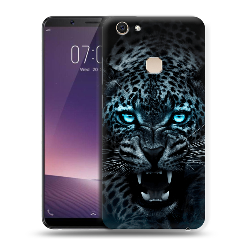 Пластиковый чехол на Vivo V7 Plus с принтом Темный леопард Пластиковый чехол на Vivo V7 Plus с принтом Темный леопард