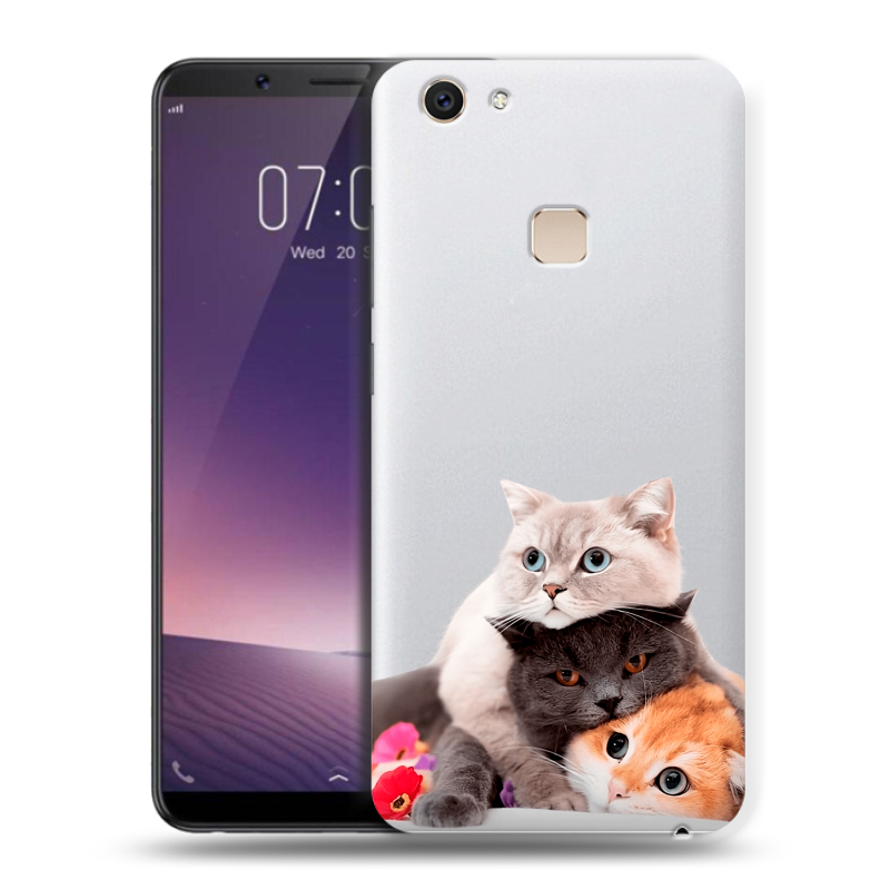 Пластиковый чехол на Vivo V7 Plus с принтом Кошки Пластиковый чехол на Vivo V7 Plus с принтом Кошки