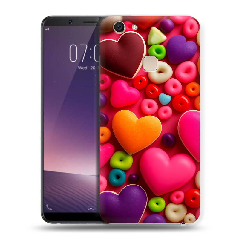 Пластиковый чехол на Vivo V7 Plus с принтом Сердечки Пластиковый чехол на Vivo V7 Plus с принтом Сердечки