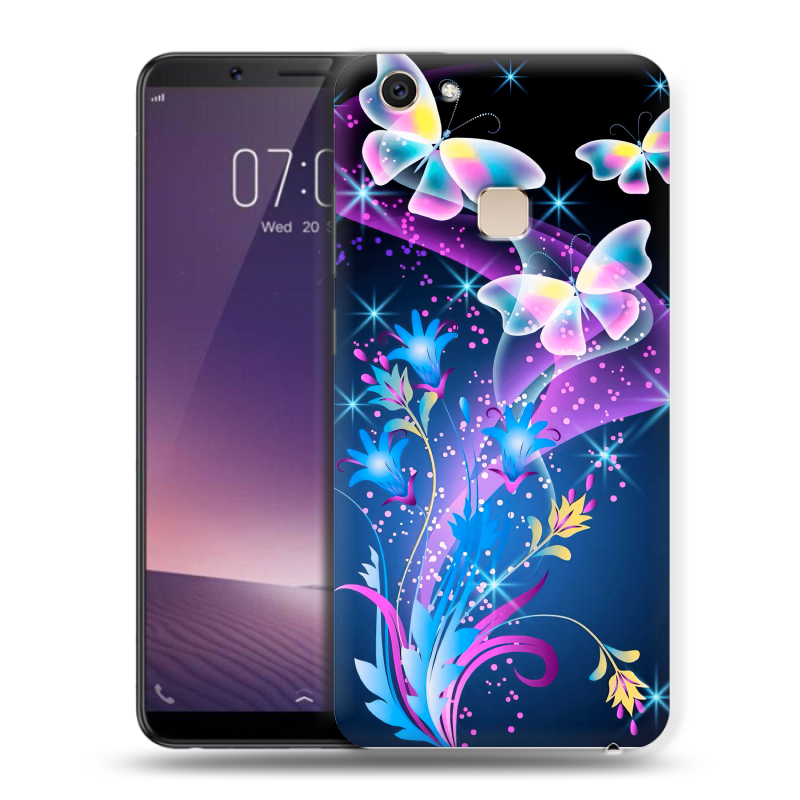 Пластиковый чехол на Vivo V7 Plus с принтом Бабочки Пластиковый чехол на Vivo V7 Plus с принтом Бабочки