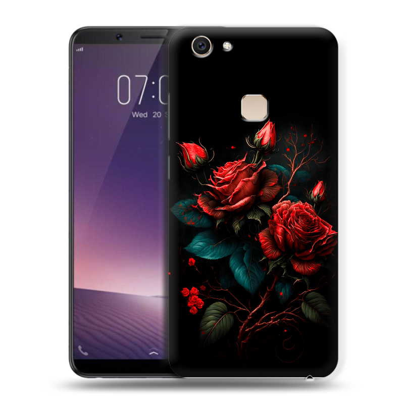 Пластиковый чехол на Vivo V7 Plus с принтом Розы красные Пластиковый чехол на Vivo V7 Plus с принтом Розы красные