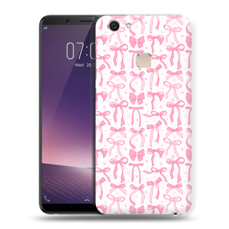 Пластиковый чехол на Vivo V7 Plus с принтом Розовые бантики Пластиковый чехол на Vivo V7 Plus с принтом Розовые бантики
