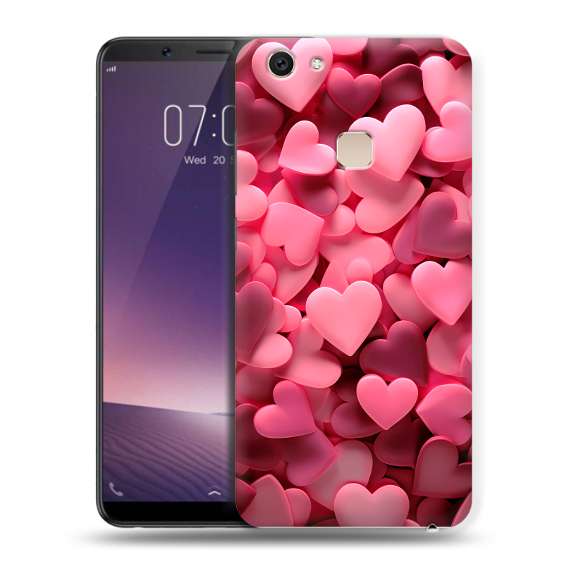 Пластиковый чехол на Vivo V7 Plus с принтом розовые сердечки Пластиковый чехол на Vivo V7 Plus с принтом розовые сердечки