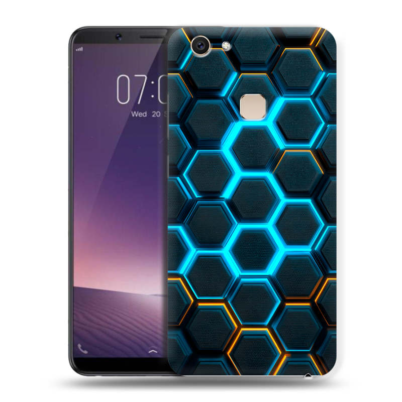 Пластиковый чехол на Vivo V7 Plus с принтом Неоновые соты Пластиковый чехол на Vivo V7 Plus с принтом Неоновые соты