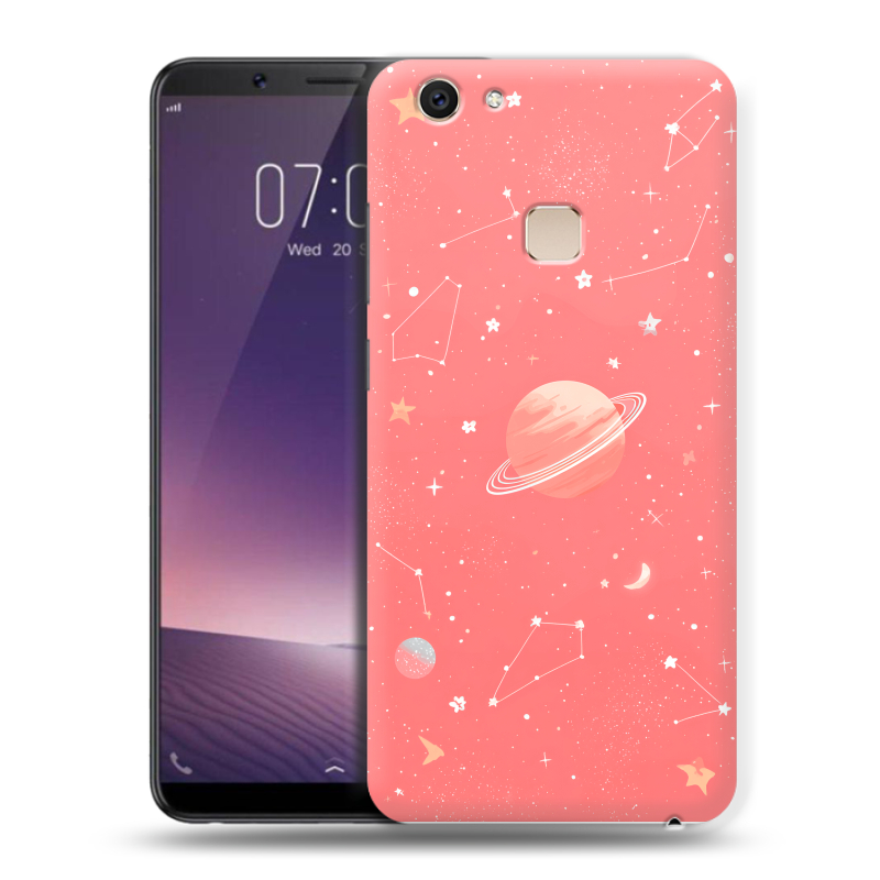 Пластиковый чехол на Vivo V7 Plus с принтом Розовый космос Пластиковый чехол на Vivo V7 Plus с принтом Розовый космос