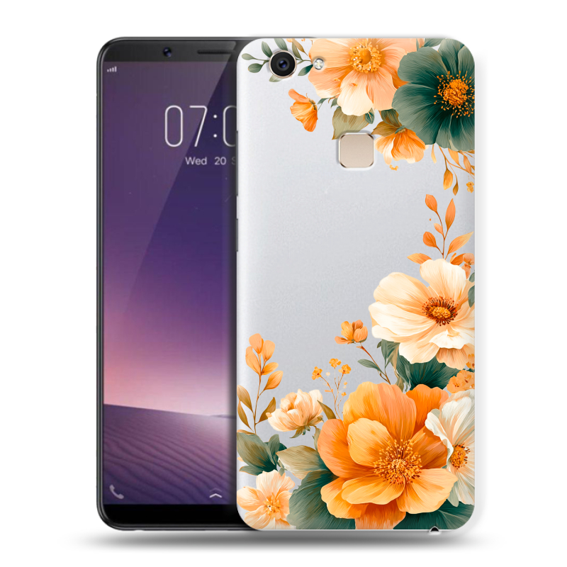 Пластиковый чехол на Vivo V7 Plus с принтом Цветы принт Пластиковый чехол на Vivo V7 Plus с принтом Цветы принт