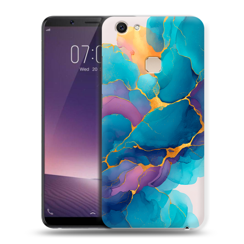 Пластиковый чехол на Vivo V7 Plus с принтом Мрамор блестки Пластиковый чехол на Vivo V7 Plus с принтом Мрамор блестки