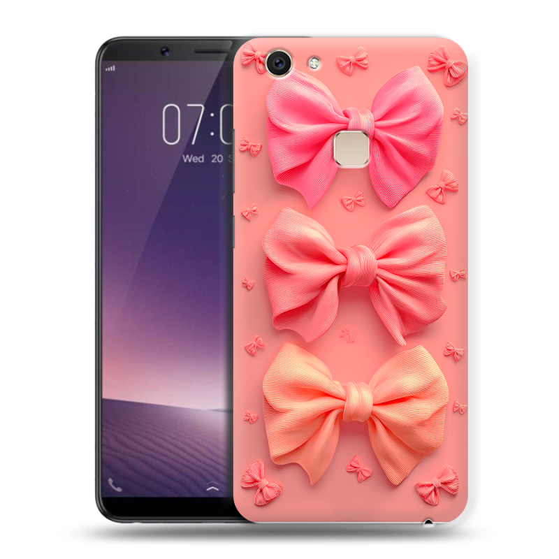 Пластиковый чехол на Vivo V7 Plus с принтом Розовые бантики Пластиковый чехол на Vivo V7 Plus с принтом Розовые бантики