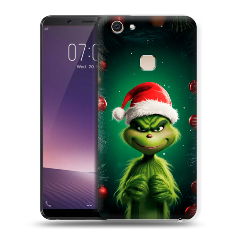 Пластиковый чехол на Vivo V7 Plus с принтом Гринч Новый год Рождество Пластиковый чехол на Vivo V7 Plus с принтом Гринч Новый год Рождество