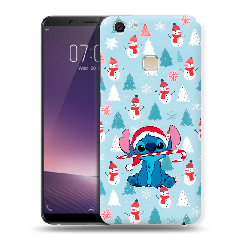Пластиковый чехол на Vivo V7 Plus с принтом Стич Новый год Пластиковый чехол на Vivo V7 Plus с принтом Стич Новый год
