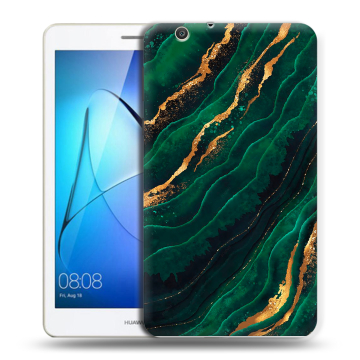 Силиконовый чехол на планшета Huawei MediaPad T3 7 3G с принтом Мрамор зеленое золото Силиконовый чехол на планшета Huawei MediaPad T3 7 3G с принтом Мрамор зеленое золото