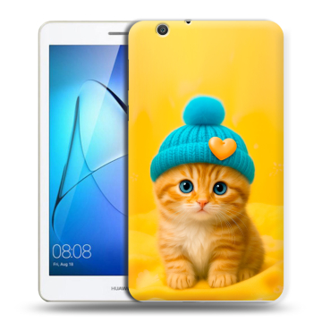 Силиконовый чехол на Huawei MediaPad T3 7 3G с принтом Котенок в шапке