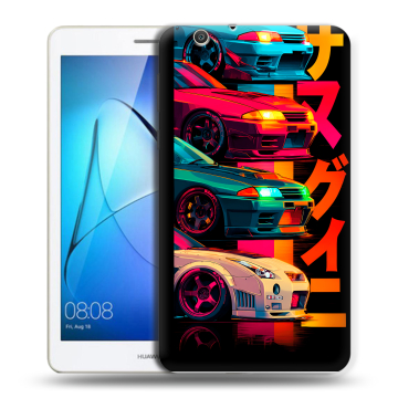 Силиконовый чехол на Huawei MediaPad T3 7 3G с принтом Гоночные машины