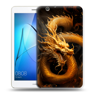 Силиконовый чехол на Huawei MediaPad T3 7 3G с принтом Золотой дракон