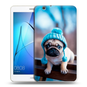 Силиконовый чехол на Huawei MediaPad T3 7 3G с принтом Мопс в шапке