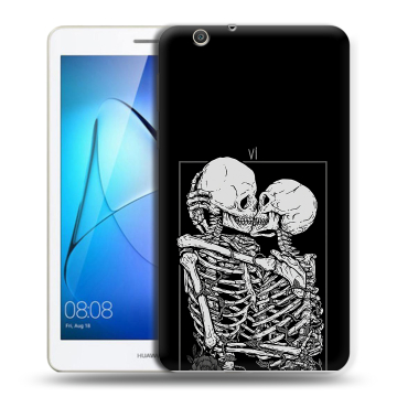 Силиконовый чехол на Huawei MediaPad T3 7 3G с принтом Поцелуй скелетов
