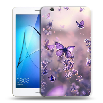 Силиконовый чехол на Huawei MediaPad T3 7 3G с принтом бабочки и лаванда