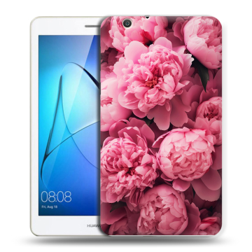 Силиконовый чехол на Huawei MediaPad T3 7 3G с принтом цветы пионы